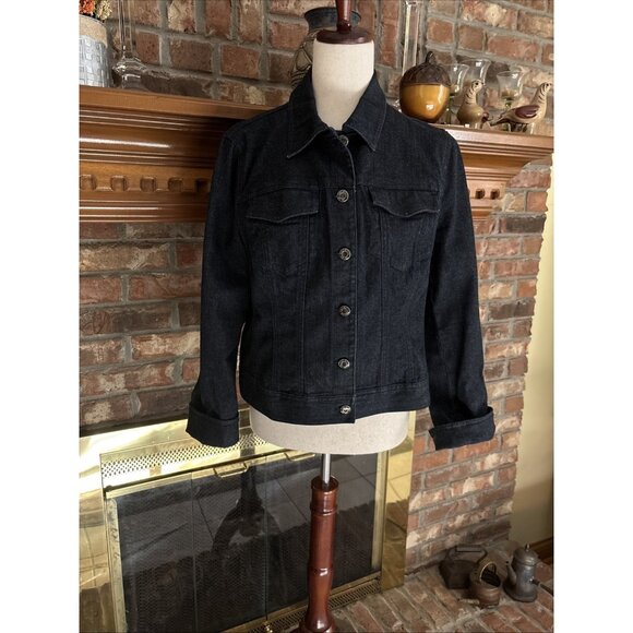 Talbots Dark Blue Denim Jacket Size 10 Petite - Picture 1 of 7